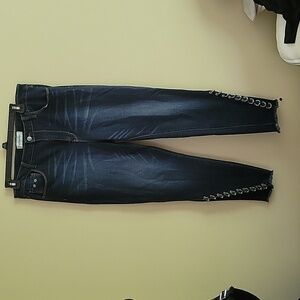 Y2K Blue Revival Distressed Pierced Jeans